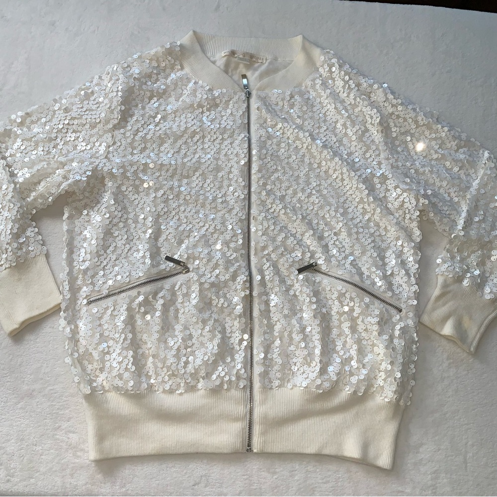 Boston Proper Sequin Jacket in White